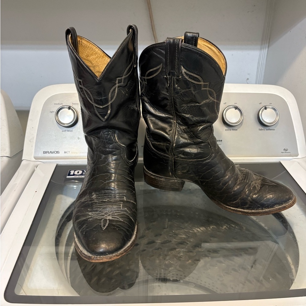 Tony Lama Black Bullhide 2205 Western Boots